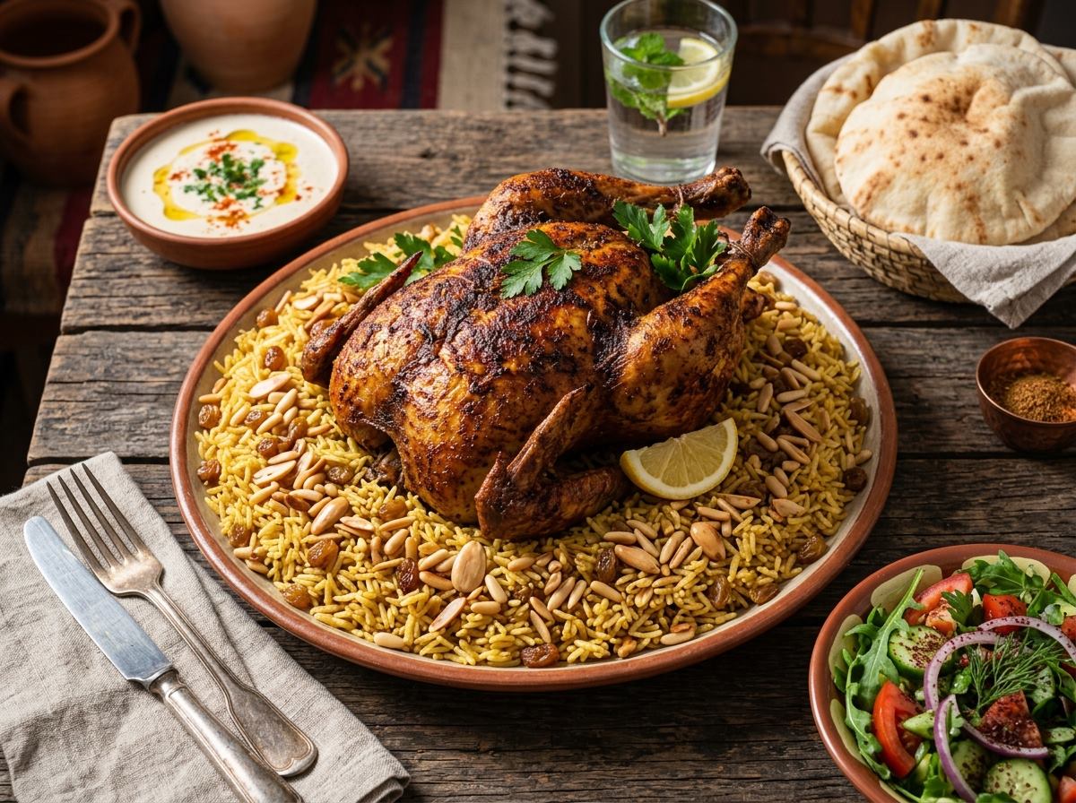 ديك بلدي محمر في الفرن